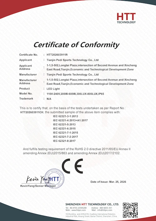 ROHS Certification of LED Light
